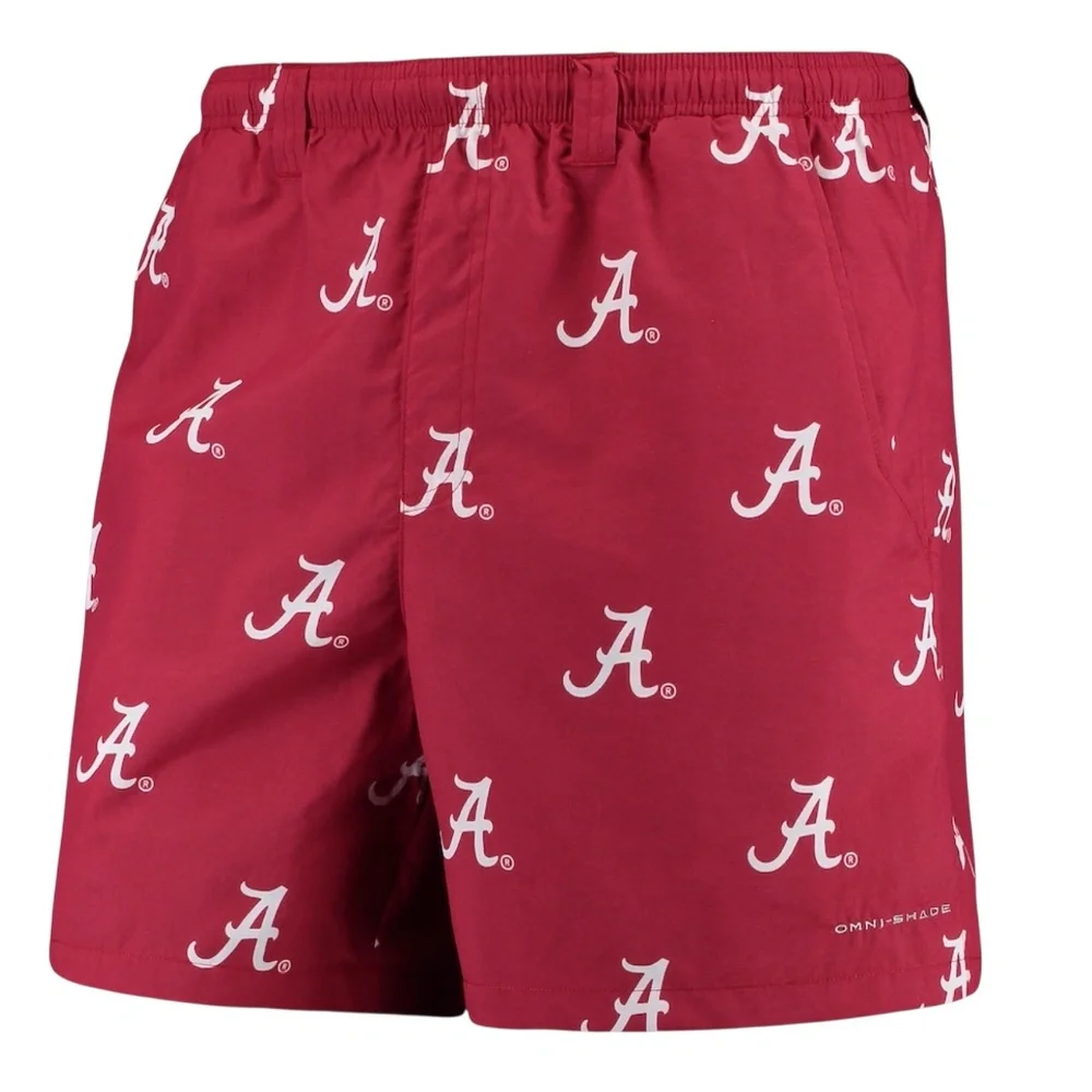 COLUMBIA ALABAMA CRIMSON TIDE PFG BACKCAST II OMNI SHADE HYBRID SHORTS